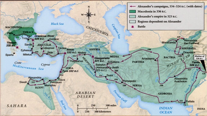 Mapa das conquistas de Alexandre