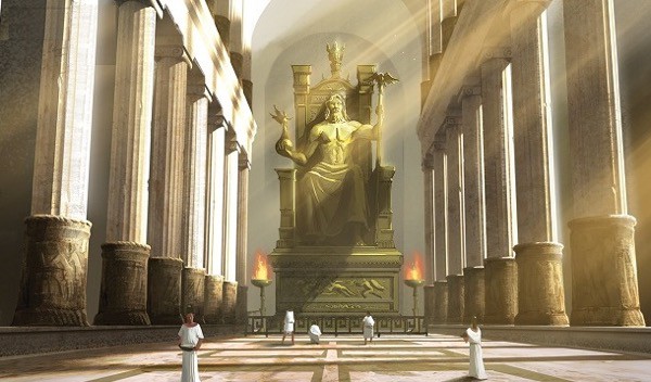 A, estátua, de, zeus, em, olympia, grécia