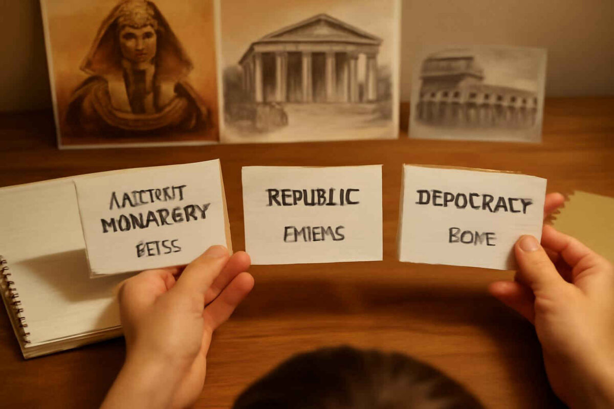 Como diferenciar monarquia, república e democracia na Antiguidade em provas e redações sem anacronismo