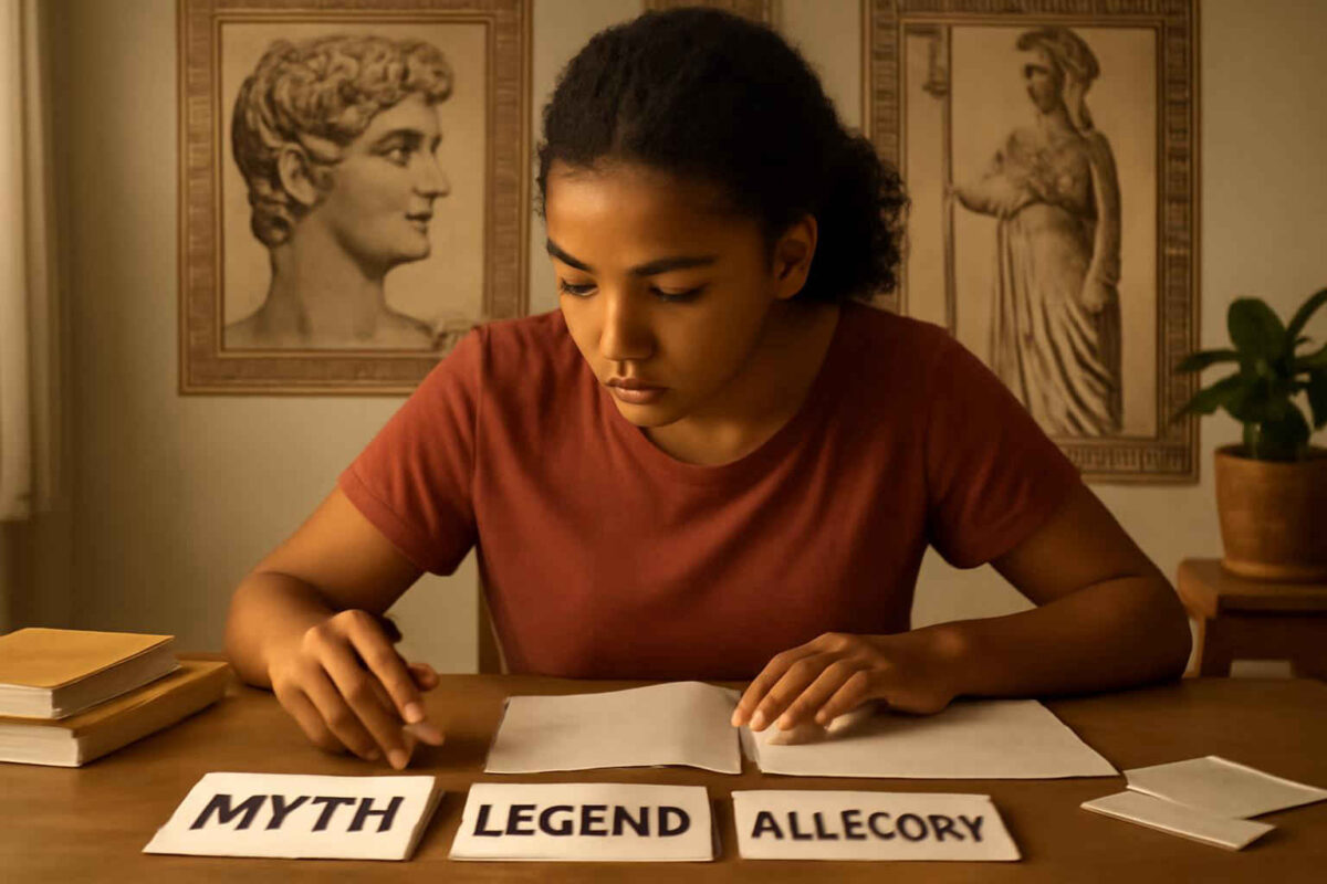 Como escolher entre mito, lenda e alegoria na mitologia grega para prova, redação ou seminário