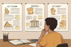 Como escolher entre mitologia egípcia, grega e romana para prova, redação ou seminário sem confundir função, símbolos e contexto
